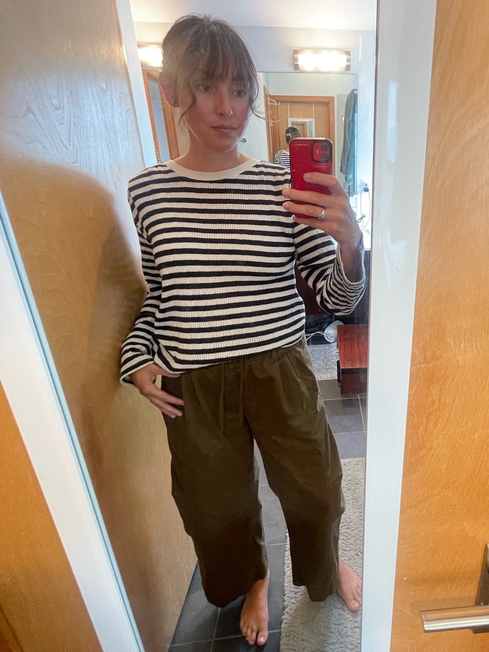 Striped Long Sleeve Tee — Black & Cream